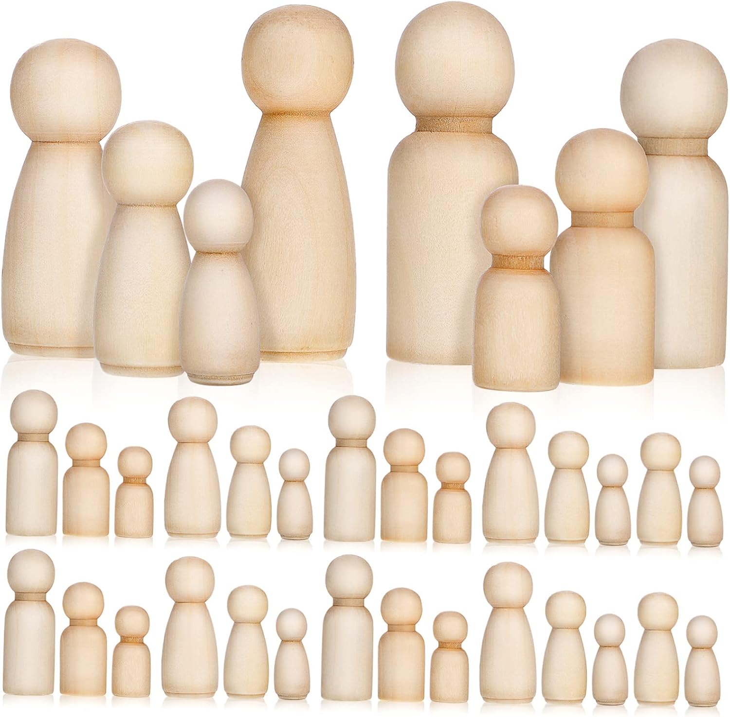 Art And Craft For Nursery - 10 poupées en bois brut de