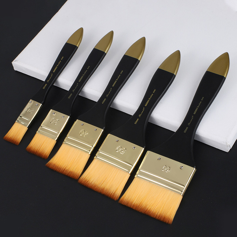 Gouache Paint Set - Pinceaux plats de 5 tailles, pinceaux